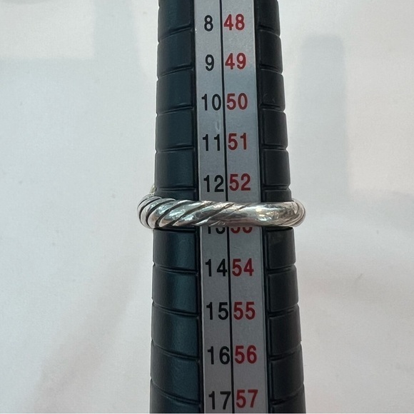 David Yurman Two-Tone Yellow Gold Diamond Cable Noblesse Cocktail Ring Silver - Picture 12 of 13